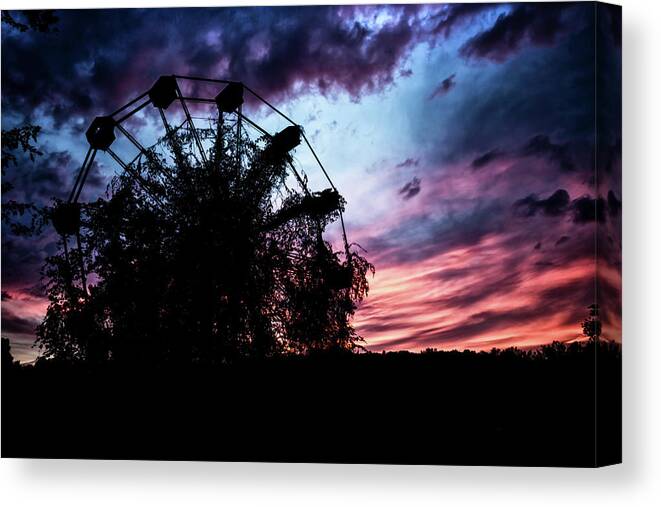 Reformedphotography Canvas Print featuring the photograph Ominous Abandoned Ferris Wheel by Travis Rogers