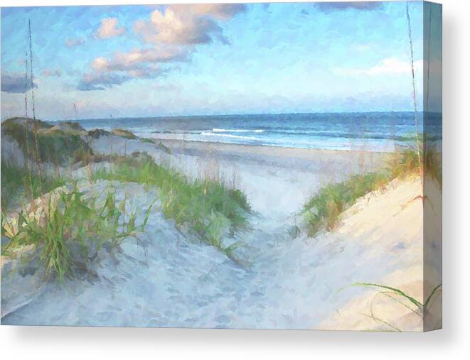 Beach Canvas Print featuring the digital art On The Beach Watercolor by Randy Steele