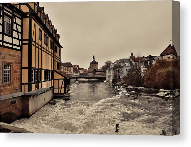 Home Canvas Print featuring the photograph On the Canal by Digital Art Cafe