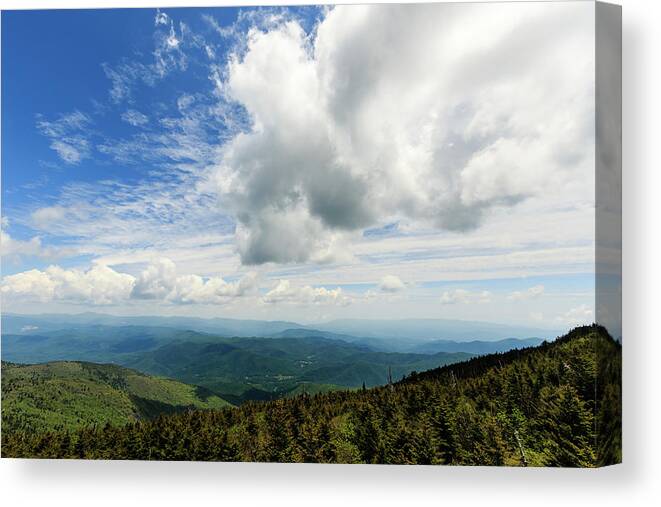 Blue Ridge Parkway Canvas Print featuring the photograph On the Mountain - In the Clouds by Joni Eskridge