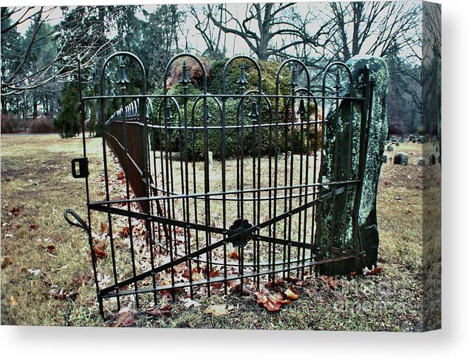 Cemetery Canvas Print featuring the photograph Open Cemetery Gate by Sandy Moulder
