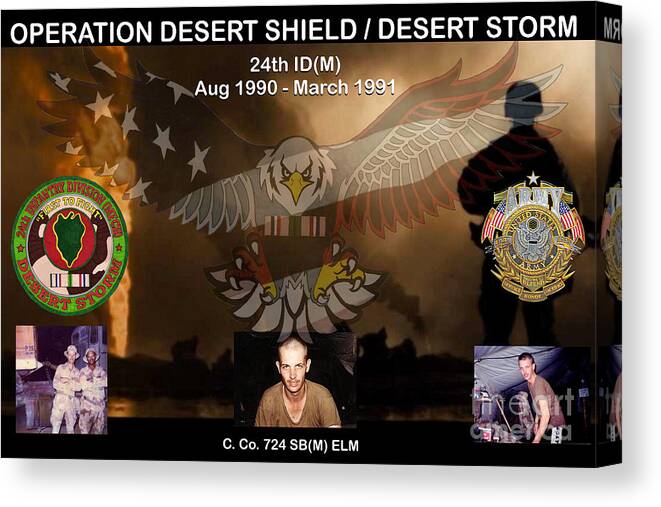 Desert Canvas Print featuring the mixed media Operation Desert Shield/Storm by Bill Richards