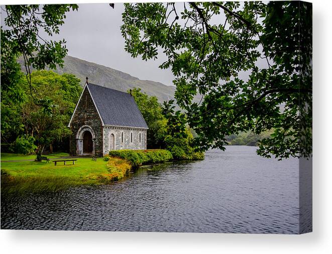 Oratory Canvas Print featuring the photograph Oratory in Gougane Barra National Park in Ireland by Andreas Berthold