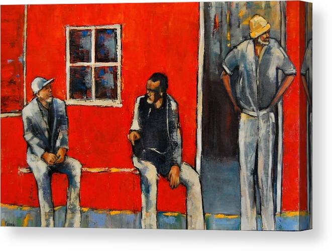 Storefront Canvas Print featuring the painting Ordinary Men by Jean Cormier