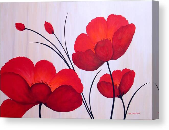 Poppies Canvas Print featuring the painting Oriental Poppies by Carol Sabo