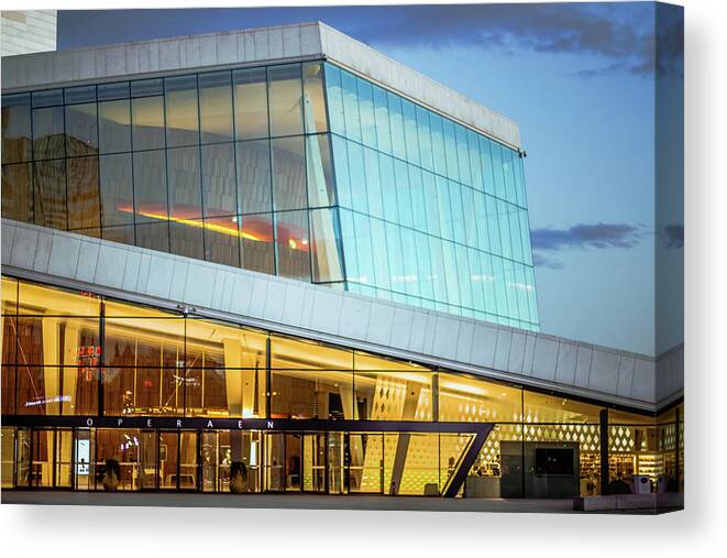 Architecture Canvas Print featuring the photograph Oslo Opera House Entrance by Adam Rainoff