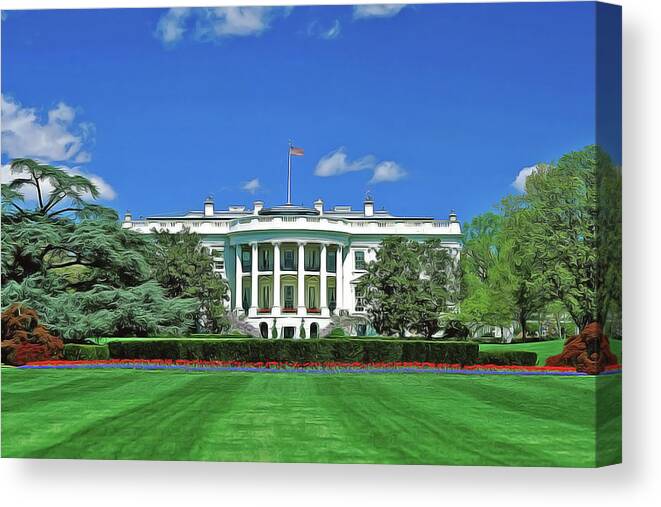 The White House Canvas Print featuring the painting Our White House by Harry Warrick