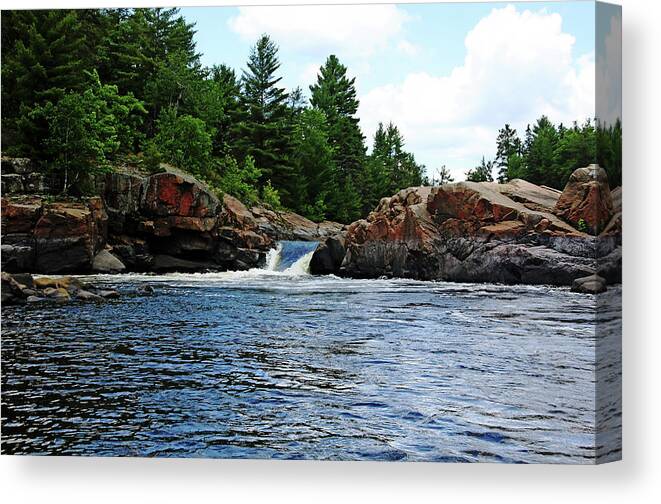 Sturgeon Chutes Canvas Print featuring the photograph Over The Edge by Debbie Oppermann
