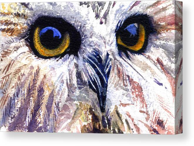 Eye Canvas Print featuring the painting Owl by John D Benson