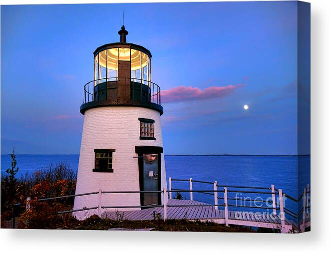 Owls Canvas Print featuring the photograph Owls Head Light Evening by Olivier Le Queinec
