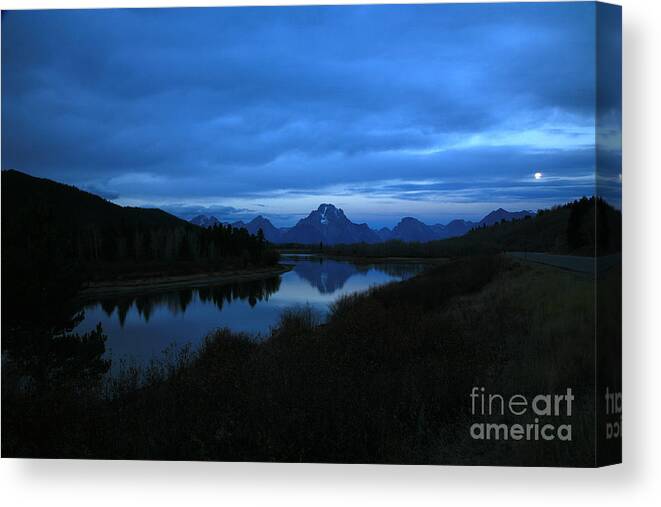 Oxbow Canvas Print featuring the photograph Oxbow Moon by Timothy Johnson