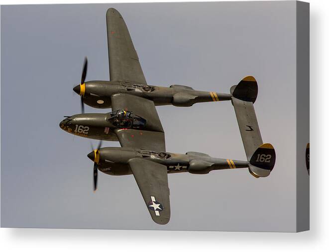 P-38 Canvas Print featuring the photograph P-38 Skidoo by John Daly