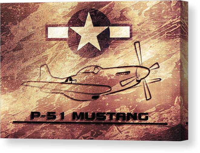 John Wills Canvas Print featuring the digital art P51 Mustang WW2 by John Wills