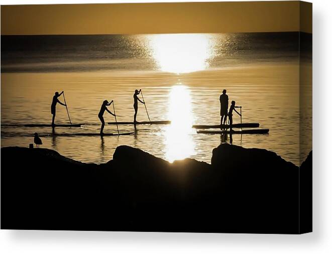 Water Canvas Print featuring the photograph Paddle Gold by Terri Hart-Ellis