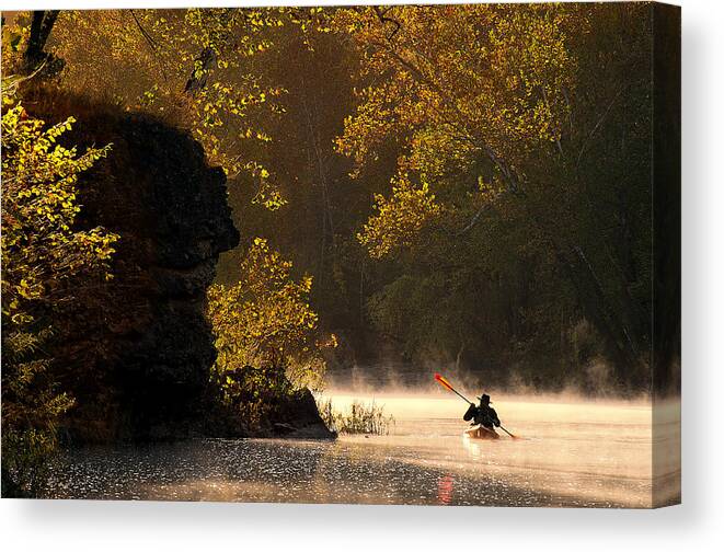 2015 Canvas Print featuring the photograph Paddling in Autumn by Robert Charity