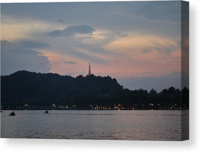 China Canvas Print featuring the photograph Pagoda in the Sunset by Jason Chu