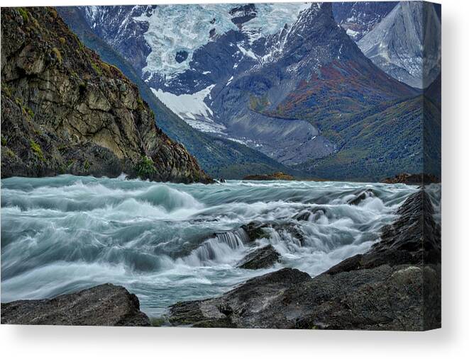 Patagonia Canvas Print featuring the photograph Paine River Rapids - Patagonia by Stuart Litoff