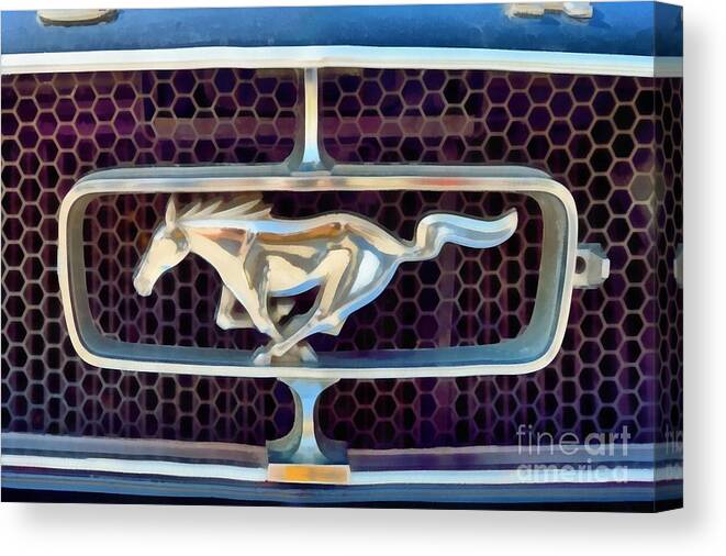 Classic Canvas Print featuring the painting Painting of Ford Mustang badge by George Atsametakis