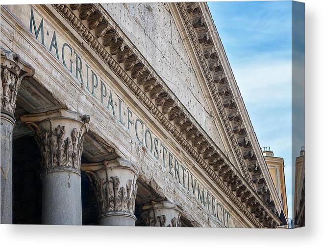 Joan Carroll Canvas Print featuring the photograph Pantheon Rome Italy by Joan Carroll