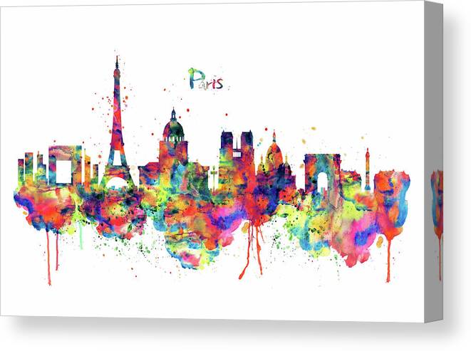 Marian Voicu Canvas Print featuring the painting Paris Skyline 2 by Marian Voicu