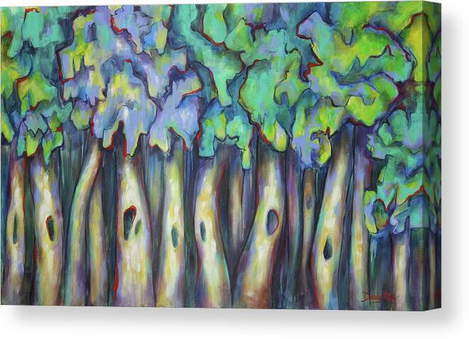 Forest Canvas Print featuring the painting Past and Present by Darcy Lee Saxton