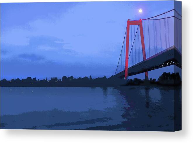 Landscape Canvas Print featuring the digital art Past the Bridge by Gina Harrison