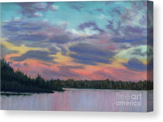 Landscape Canvas Print featuring the painting Pastel Sunset by Lynn Quinn