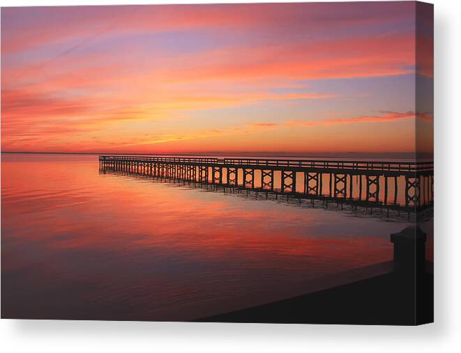 Pictures Of Hilton Pier Canvas Print featuring the photograph Pastels at the Hilton Fishing Pier by Ola Allen