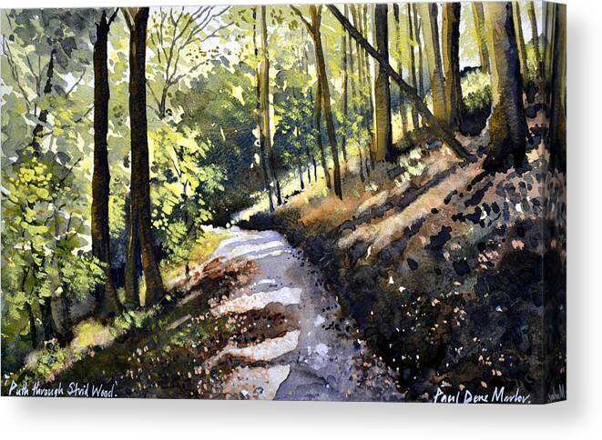 Strid Wood Canvas Print featuring the painting Path Through Strid Wood by Paul Dene Marlor