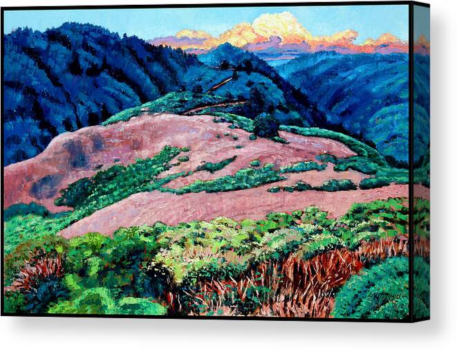 Landscape Canvas Print featuring the painting Patterns Along the Trail by John Lautermilch