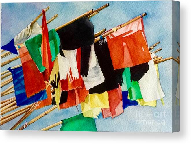 Pavillon Canvas Print featuring the painting Pavillons by Francoise Chauray