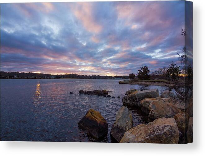Pawcatuck Canvas Print featuring the photograph Pawcatuck River Sunrise by Kirkodd Photography Of New England