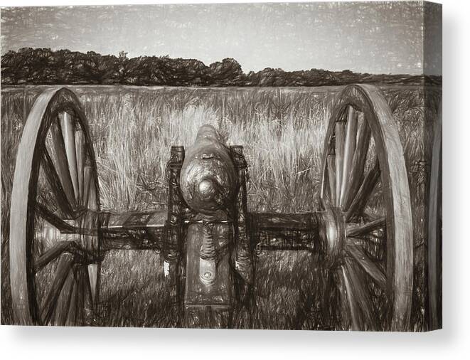 Battlefield Canvas Print featuring the photograph Pea Ridge Sketch 3 Sepia by James Barber