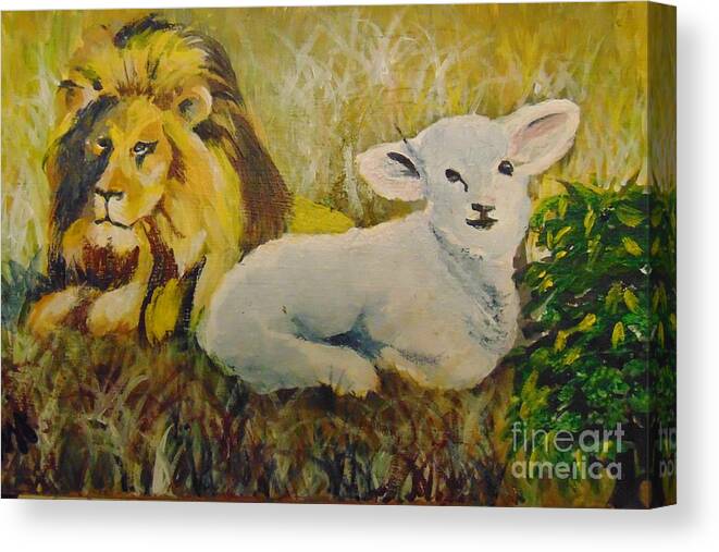 Lion Canvas Print featuring the painting Peace by Saundra Johnson