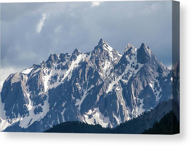 Mountain Landscape Canvas Print featuring the photograph Peaks of the Font Sancte - French Alps by Paul MAURICE