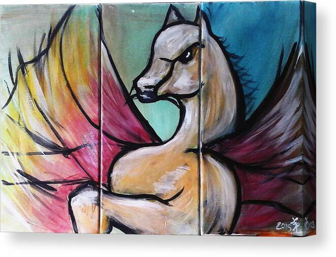 Fantasy Canvas Print featuring the painting Pegasus by Loretta Nash