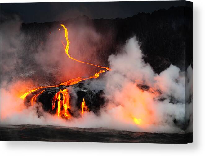 Lava Canvas Print featuring the photograph Pele's Fury Kilauea National Park by Lawrence Knutsson