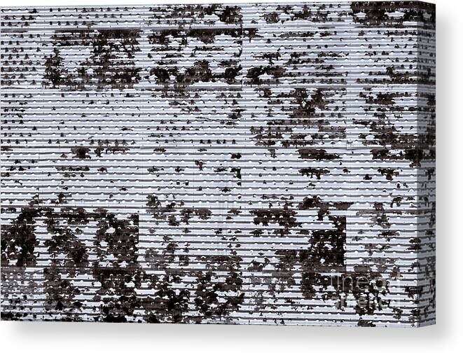 Grain Bin Perforate Perforated Metal Sheet Farm Black White Monochrome Canvas Print featuring the photograph Perforated Texture 7322 by Ken DePue