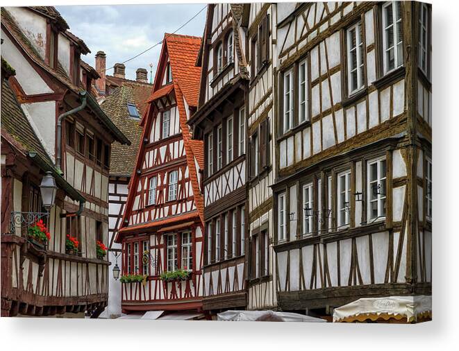 France Canvas Print featuring the photograph Petite France houses, Strasbourg by Elenarts - Elena Duvernay photo