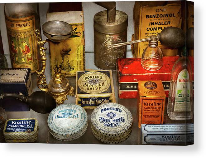 Pharmacist Canvas Print featuring the photograph Pharmacy - The pain king by Mike Savad