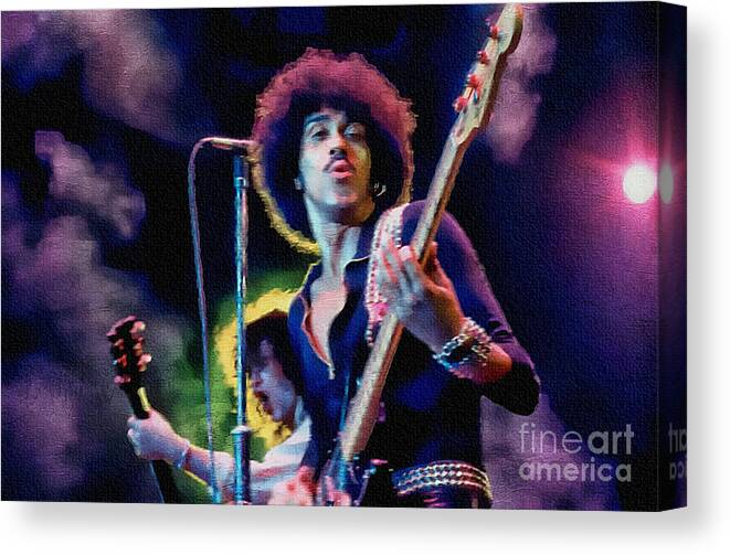 Thin Lizzy Canvas Print featuring the painting Phil Lynott - Thin Lizzy by Ian Gledhill