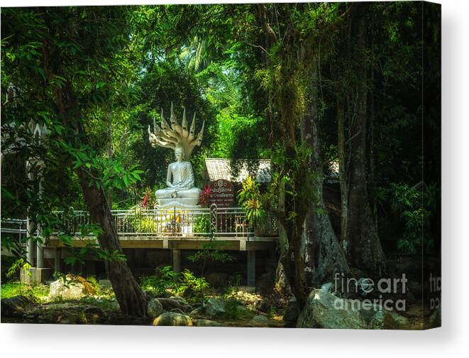 Michelle Meenawong Canvas Print featuring the photograph Phra Naga Prok at Wat Hin Laad by Michelle Meenawong