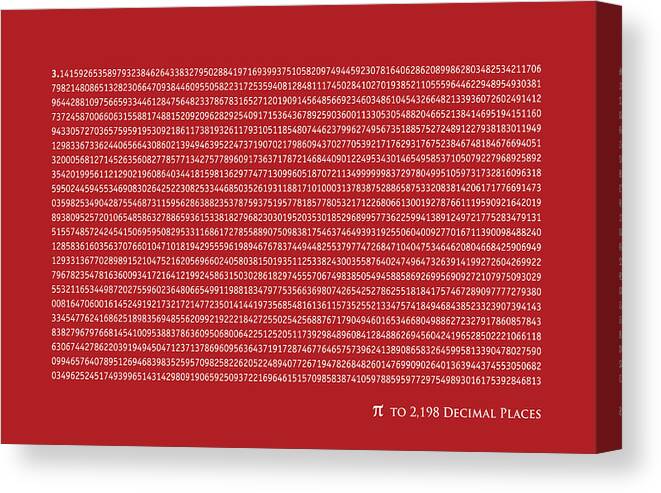 Number Pi Canvas Print featuring the digital art Pi to 2198 decimal places by Michael Tompsett