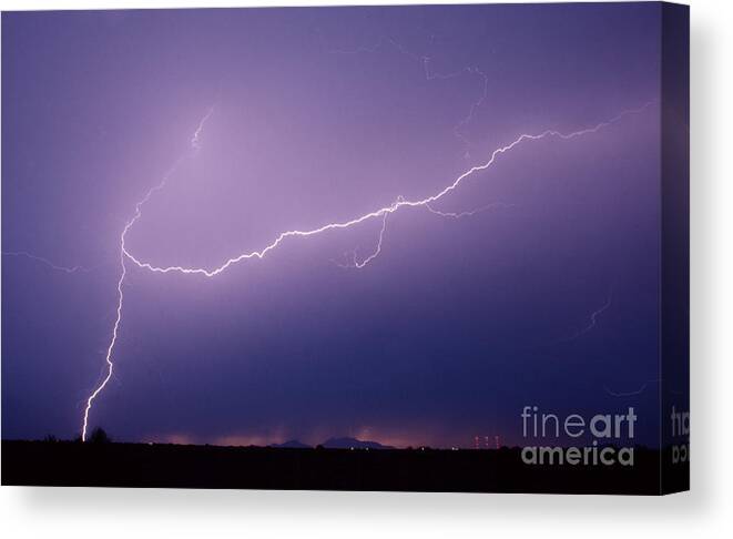 Lightning Canvas Print featuring the photograph Picacho Aerial-Signed by J L Woody Wooden