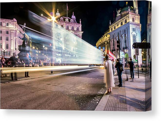  Canvas Print featuring the photograph Piccadilly Circus Traffic by Micah Goff