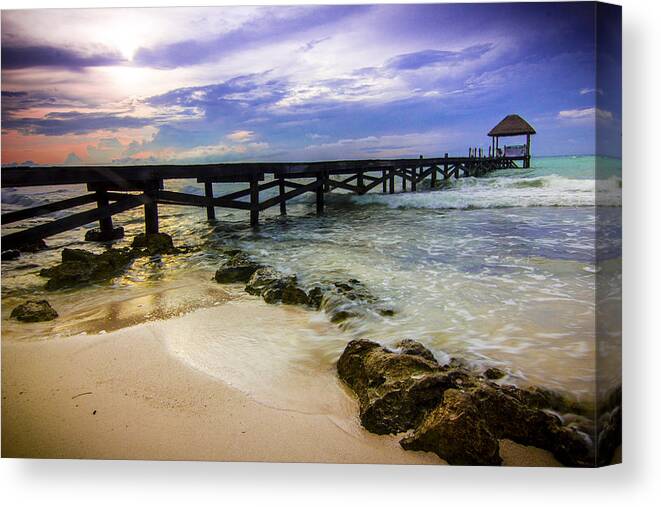 Rivera Maya Canvas Print featuring the photograph Pier by Chris Multop
