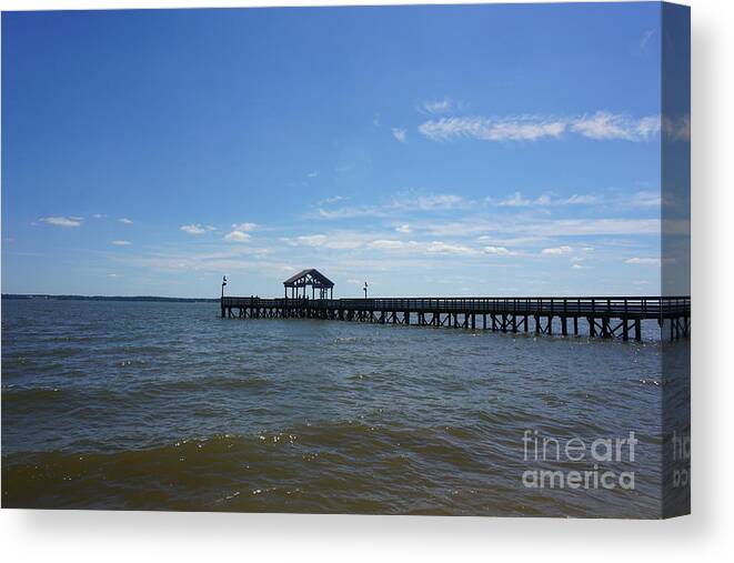 Lake Canvas Print featuring the photograph Pier by Jimmy Clark