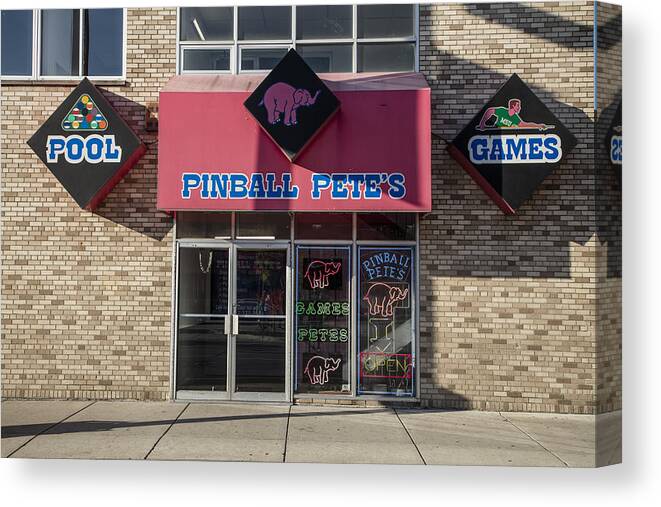 East Lansing Canvas Print featuring the photograph Pinball Pete's East Lansing by John McGraw