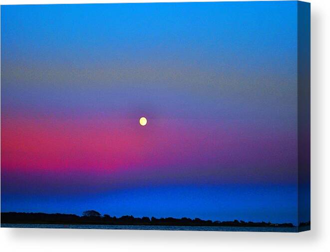 Summer Canvas Print featuring the mixed media Pink and Blue Summer Moon by Stacie Siemsen