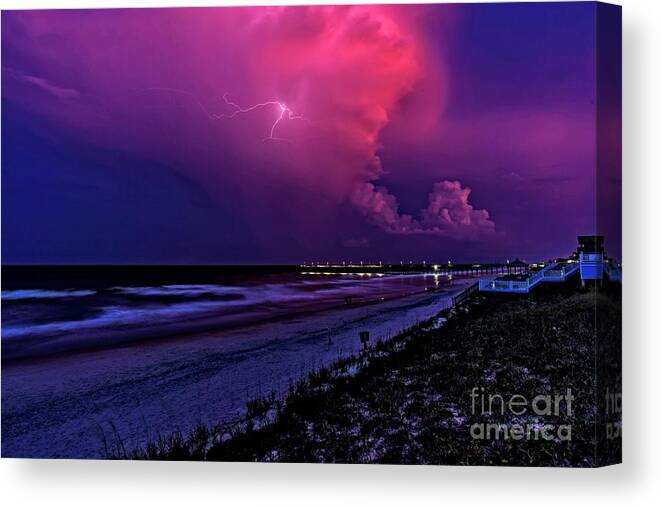 Surf City Canvas Print featuring the photograph Pink Lightning by DJA Images